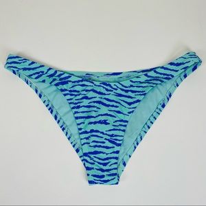 Lulus Surf's Up Cheeky Mint Zebra Animal Print Mid Rise Bikini Bottoms Medium